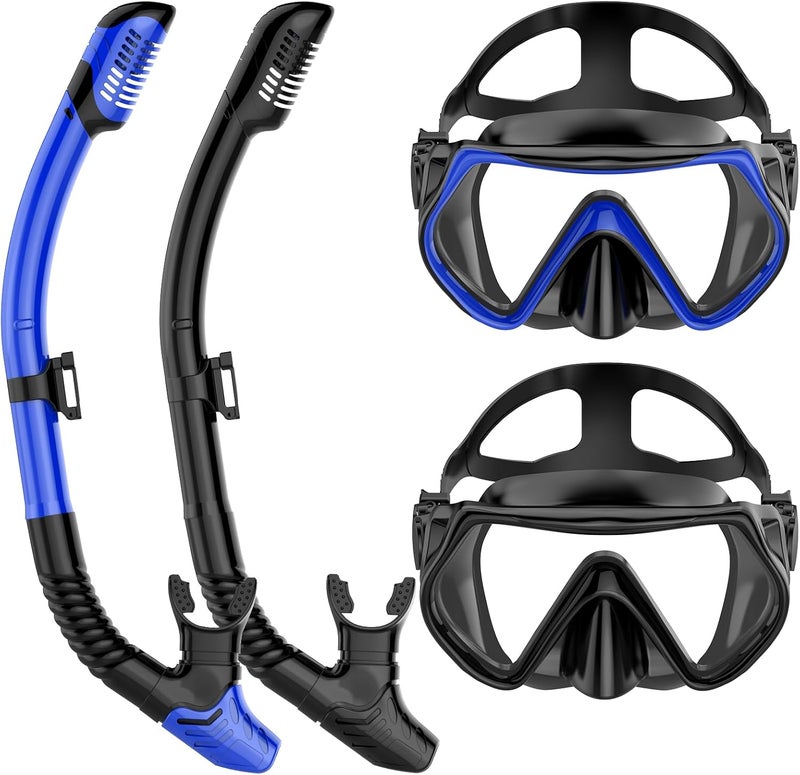 wutrye Snorkeling Gear for Adults, Dry-Top Snorkel Set Scuba Diving mask, Snorkel Mask, Panoramic Anti-Leak Anti-Fog Tempered Glass Lens, Swimming Training Snorkeling Packages - Image 1